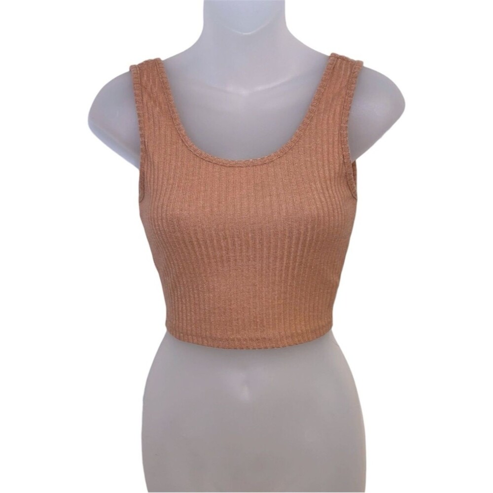 SHEIN Women’s Tan Ribbed Cropped Tank Top Size XS